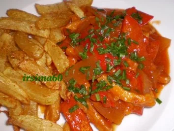 Geschnetzeltes mit feurig scharfer Soße - Rezept