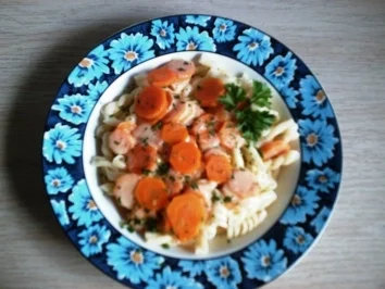 Creme - Karotten auf Pasta - Rezept