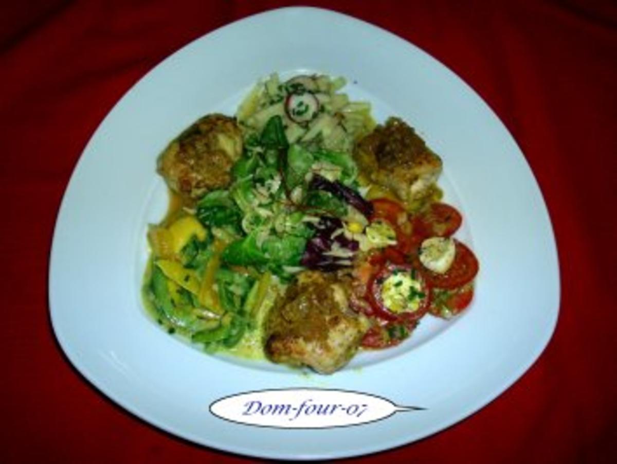 Salat gemischt , mit Hähnchenbrust Roulade - Rezept - kochbar.de