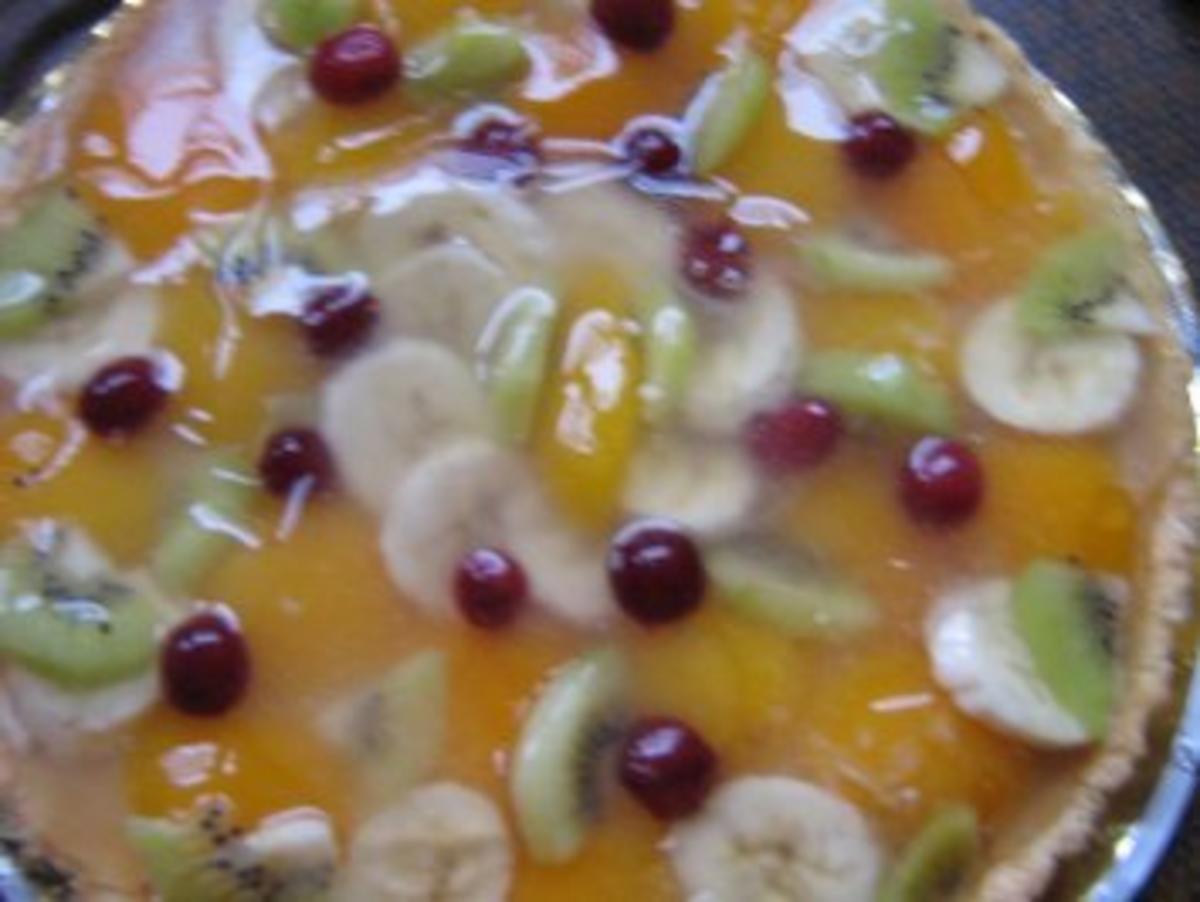 Obstkuchen mit Aprikosen- Bananen-Kiwi- Cranberrie - Rezept - Bild Nr. 3