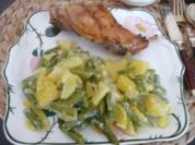 Wild - Kaninchenkeule mit Kartoffel-Bohnenauflauf - Rezept