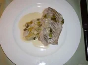 Gedämpftes Seelachsfilet mit Lauch - Vanillesauce - Rezept