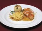 Hühnerbrust auf Weißwein-Sahnespiegel mit Teltower Rübchen u. Kartoffelnestern - Rezept