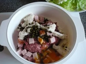 Rezept: Rouladen vom Spitzkohl mit Hackfleisch und Kasselerwürfeln Bild Nr. 8 Rouladen vom Spitzkohl mit Hackfleisch und Kasselerwürfeln - Rezept - Bild Nr. 8