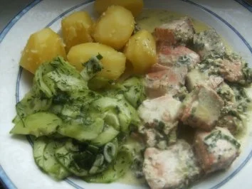 Lachs in Sahnekräutersoße gedünstet an - Rezept - Bild Nr. 6