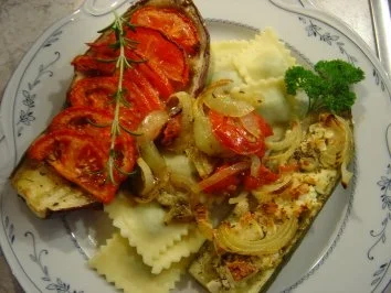 Rezept: Aubergine und Gurke mit Feta überbacken Aubergine und Gurke mit Feta überbacken - Rezept