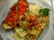 Aubergine und Gurke mit Feta überbacken - Rezept