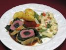 Schweinelende im Spinat-Blätterteigmantel, Leipziger Allerlei und Risoleekartoffeln - Rezept