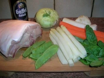 Spanferkelrücken an Frühlingsgemüse mit leckerer Biersauce  - eine kleine Leckerei - - Rezept - Bild Nr. 4