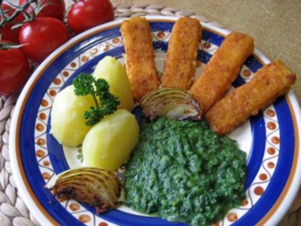 Kartoffeln Mit Spinat Fischstäbchen Und Spiegelei — Rezepte Suchen