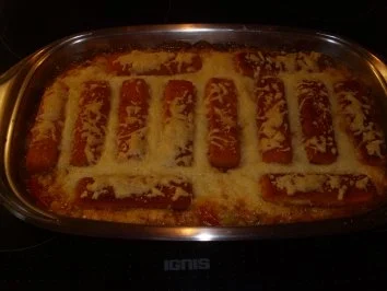 Aufläufe: Reisauflauf mit Fischstäbchen - Rezept