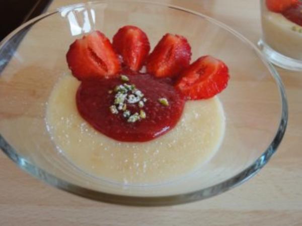 Vanille Milchreis mit Erdbeersoße - einfach - 56 kcal/100g