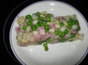 Rezept: Spargelsülze mit gekochtem Schinken und Erbsen Spargelsülze mit gekochtem Schinken und Erbsen - Rezept