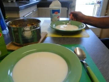 Stampfkartoffeln mit Speck und Zwiebeln, und Buttermilch   Für Göga mit Joghurt - Rezept - Bild Nr. 9