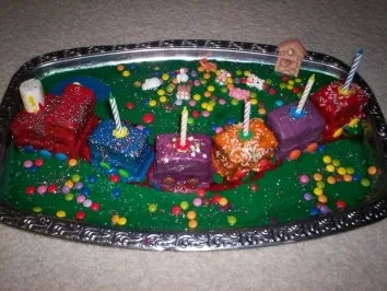 Eisenbahn aus Brownies - Rezept