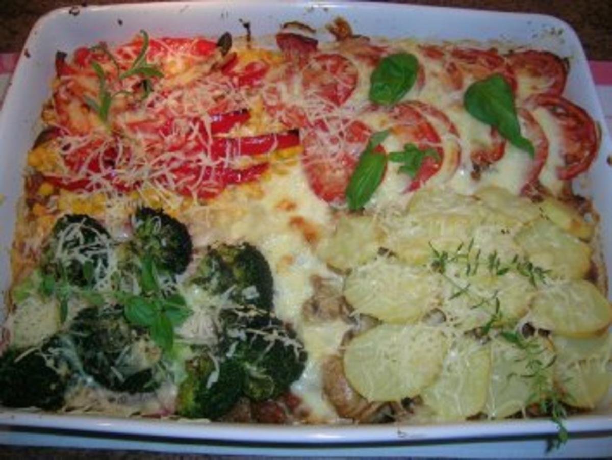 Kartoffelauflauf nach Pizza Art  "Quattro stagioni" - super lecker - Rezept - Bild Nr. 2