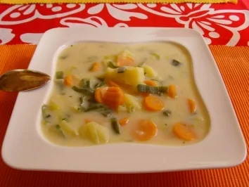 Rezept: schnelle kartoffelsuppe mit möhren/ lauchgemüse schnelle kartoffelsuppe mit möhren/ lauchgemüse - Rezept