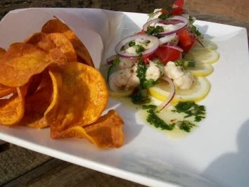 Rezept: Ceviche vom Steinbeißer und `ne Tüte Chips Ceviche vom Steinbeißer und `ne Tüte Chips - Rezept