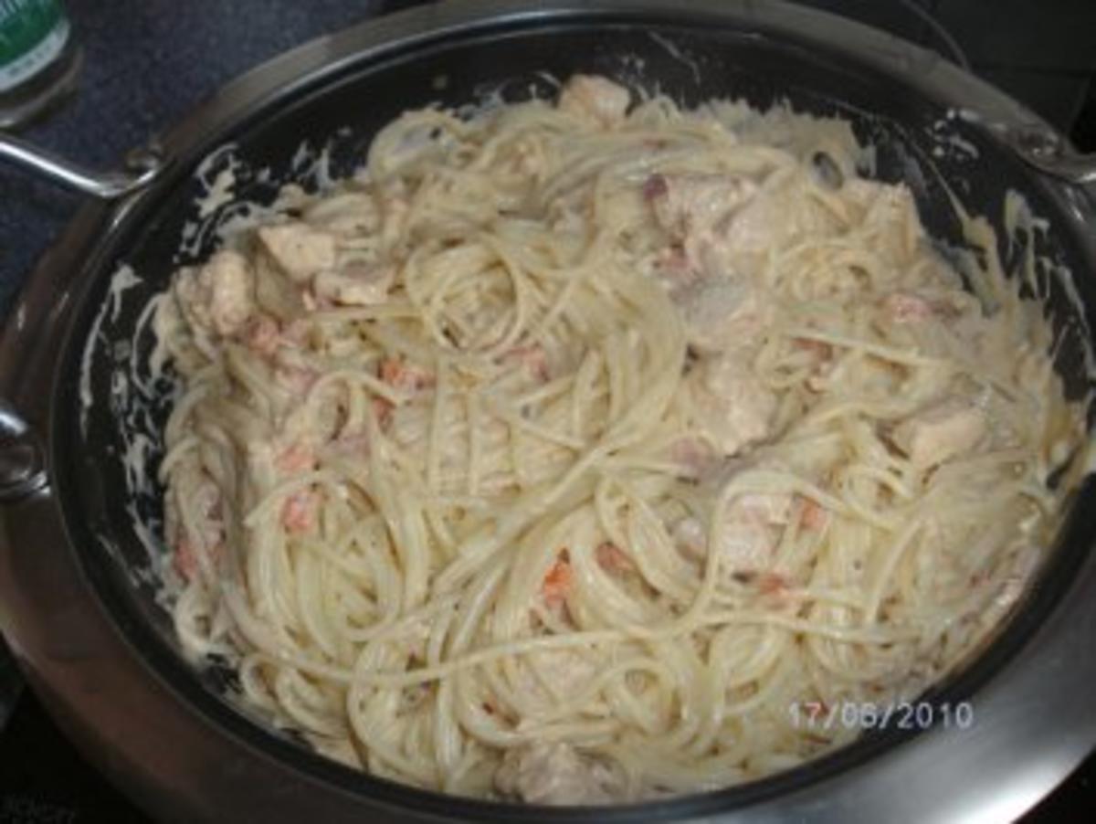Spaghetti mit Lachs-Paprikasoße - Rezept