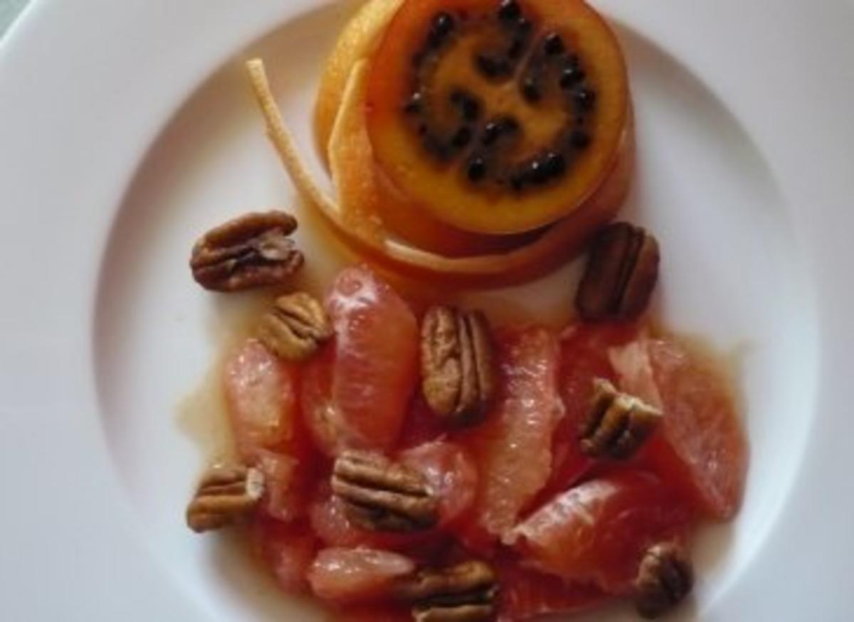 Marinierte Rosa Grapefruitfilets mit Pecannüssen und Tamarillo - Rezept - Bild Nr. 6