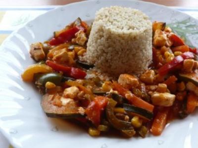 Rezept: Pfannengericht: Gemüse mit Feta und Perlgraupen Pfannengericht: Gemüse mit Feta und Perlgraupen - Rezept