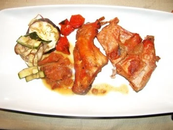 Allerlei vom Kaninchen  an verschiedenem Gemüse - Rezept