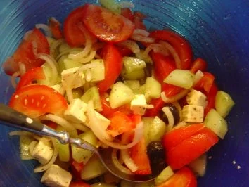 Entrecote als Steak mit Pfifferlingen und deftigem Griech. Bauernsalat - Rezept - Bild Nr. 7