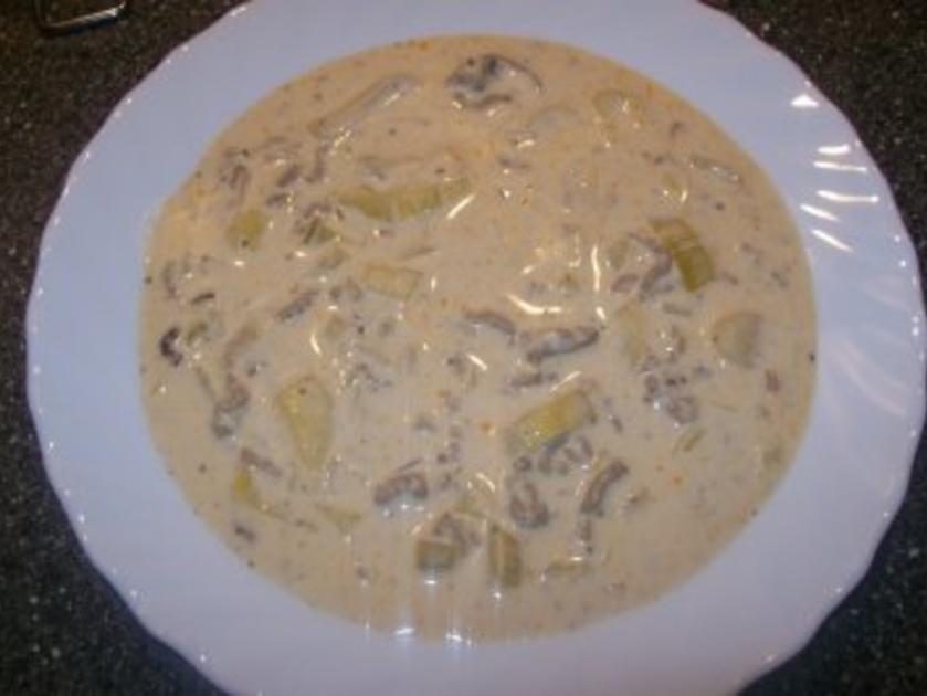 Eintopf - Hackfleisch Käsesuppe mit Lauch - Rezept - kochbar.de