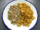 Hackfleisch-Käse-Sauce mit Bratkartoffeln - Rezept