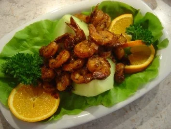Garnelen auf Galia-Melonen-Schiffchen - Rezept