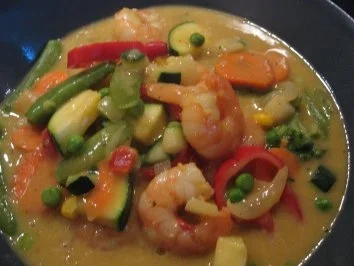 Gemüse-Kokoscurry mit Riesengarnelenschwänze - Rezept - Bild Nr. 3