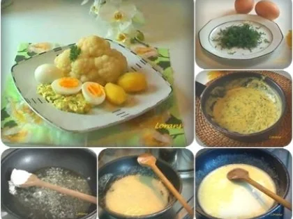 Blumenkohl mit Eiern auf Dillsauce und Kartoffeln. - Rezept - Bild Nr. 3