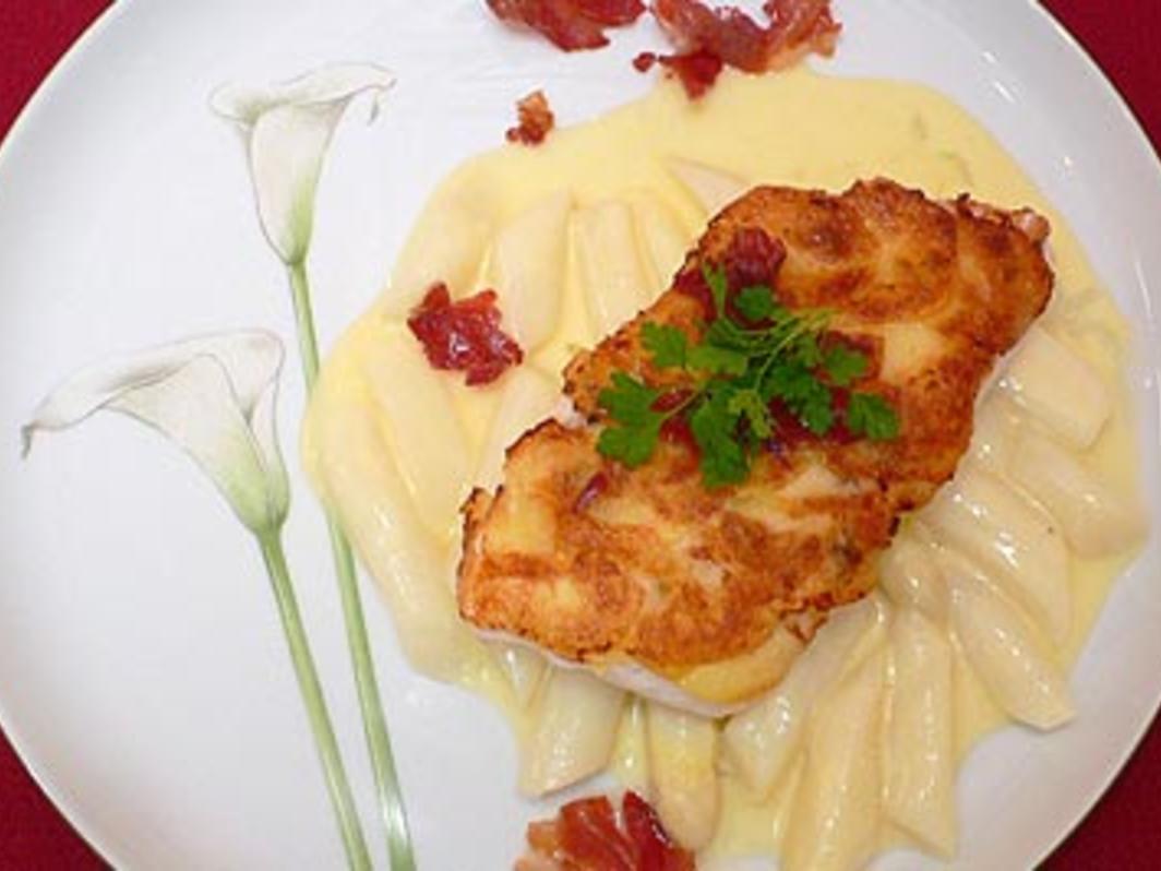 Steinbuttfilets mit Kartoffelschuppen und Spargelragout - von Das ... Steinbuttfilets mit Kartoffelschuppen und Spargelragout - von Das ...