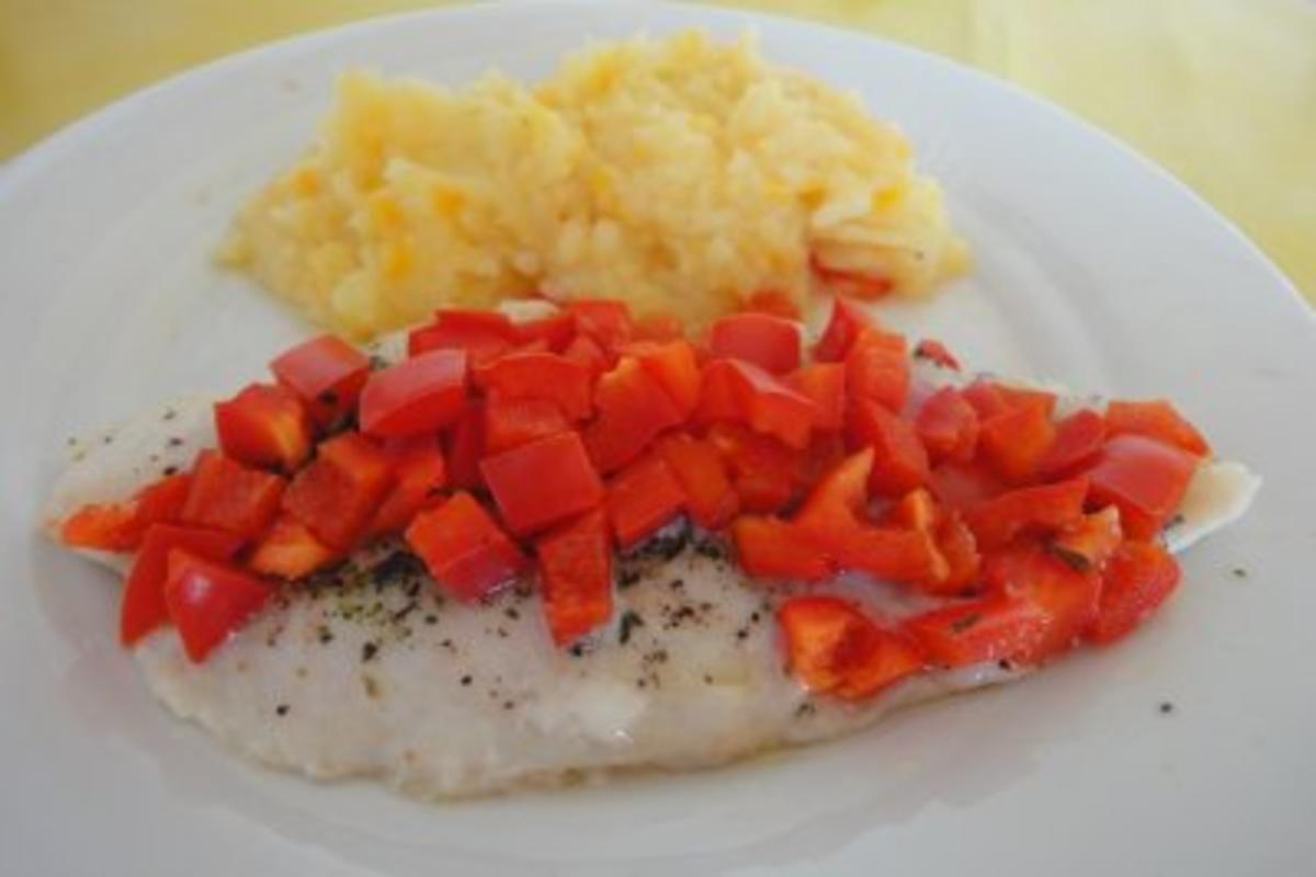 Paprika-Fisch mit Kartoffel-Möhren-Stampf - Rezept