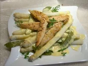 Spargel mit Hähnchen-Filetspitzen u Zuckerschoten - Rezept