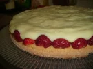Biskuit mit Erdbeeren und Vanillepudding - Rezept