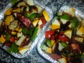 Rezept: Überbackene Gemüse- Kartoffelschiffchen vom Grill mit Balsamicocreme "Trüffel" Bild Nr. 4 Überbackene Gemüse- Kartoffelschiffchen vom Grill mit Balsamicocreme "Trüffel" - Rezept - Bild Nr. 4