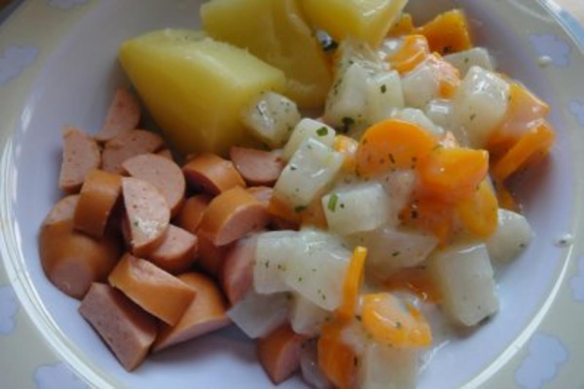 Beilage: cremige Karotten u. Kohlrabi - Rezept