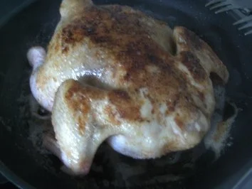 Goldbroiler  in Gemüse geschmort   mit Kartoffelspalten - Rezept - Bild Nr. 4