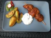 Souvlaki mit griechischen Ofenkartoffeln - Rezept