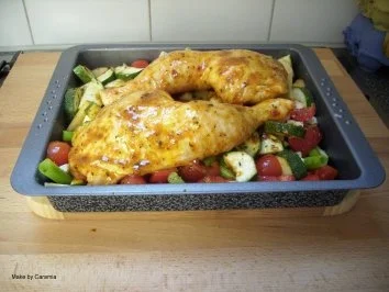 Hähnchenschlegel auf Mediteranem Gemüse - Rezept - Bild Nr. 2