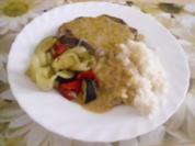 Schweinekamm ~ buntes Gemüse ~ Ziegenkäsesauce ~ Reis - Rezept