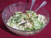 Hähnchen in Weißbiersoße an Gemüsereis und Eisbergsalat - Rezept