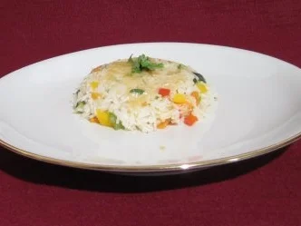 Rezept: Hähnchen in Weißbiersoße an Gemüsereis und Eisbergsalat Bild Nr. 2 Hähnchen in Weißbiersoße an Gemüsereis und Eisbergsalat - Rezept - Bild Nr. 2