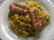 Paella mit Gemüse und Salchichas - Rezept