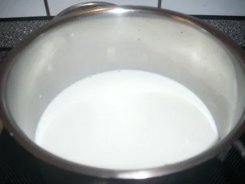 Rezept: Kokos-Panna-Cotta mit Nougat-Knödel und Orangen-Quark-Flammerie Bild Nr. 3 Kokos-Panna-Cotta mit Nougat-Knödel und Orangen-Quark-Flammerie - Rezept - Bild Nr. 3