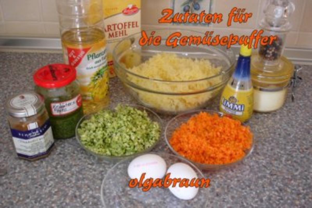 Gemüsepuffer mit Kräuterdip - Rezept