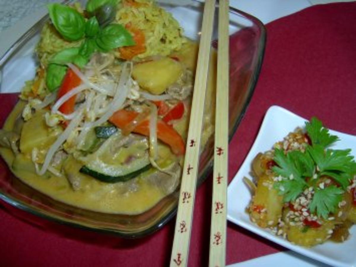 Thai-curry mit Rindfleisch und  Gemüsereis - Rezept