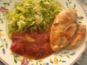 Hähnchenbrust in Tomaten u.Knoblauch geschmort - Rezept
