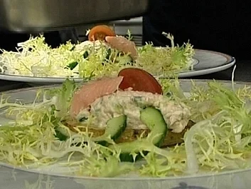 Creme aus Räucherforelle an Backkartoffel und Frisee-Gurkensalat - Rezept - Bild Nr. 9